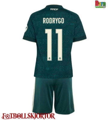 Real Madrid Rodrygo Goes #11 Borta Kläder Barn 2026-27 Kortärmad (+ Korta byxor)